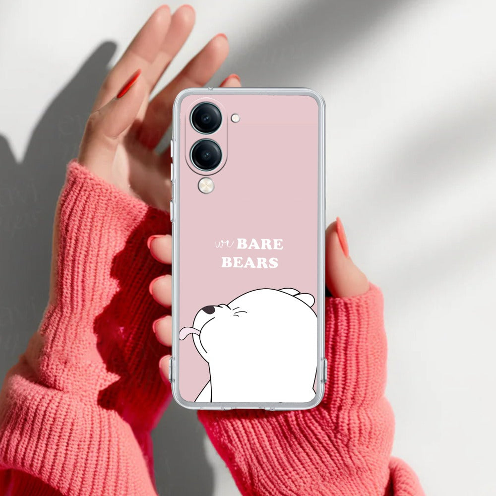 We Bare Bears Transparent Silicon Case Pink For Vivo