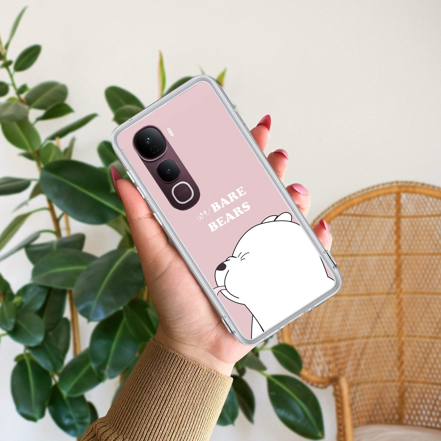 We Bare Bears Transparent Silicon Case Pink For Vivo