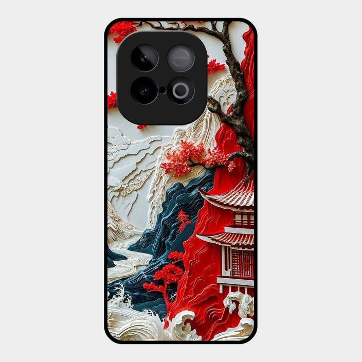 Whispers of Sakura Waves Glass Case Cover For iQOO - ShopOnCliQ