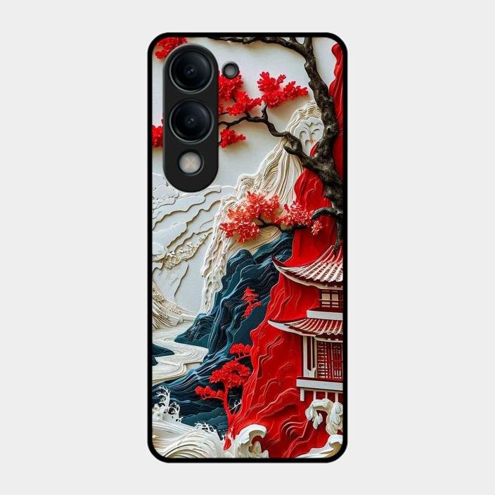 Whispers of Sakura Waves Glass Case Cover For iQOO - ShopOnCliQ