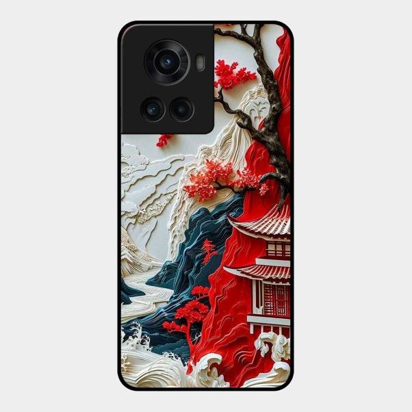 Whispers of Sakura Waves Glass Case Cover For Oneplus 10R 5G