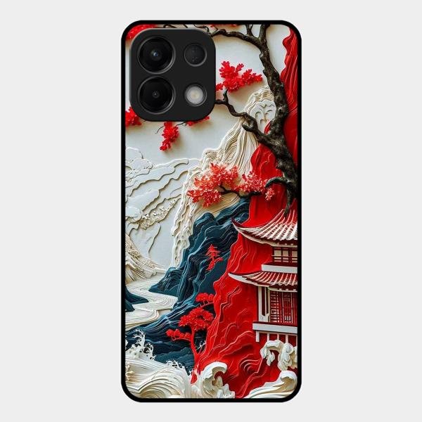 Whispers of Sakura Waves Glass Case Cover For Oppo - ShopOnCliQ