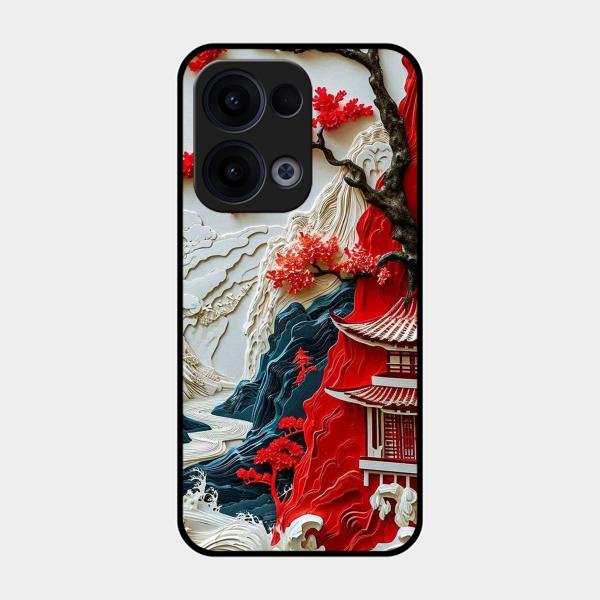 Whispers of Sakura Waves Glass Case Cover For Oppo - ShopOnCliQ
