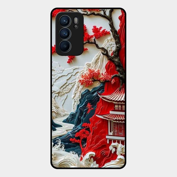 Whispers of Sakura Waves Glass Case Cover For Oppo - ShopOnCliQ