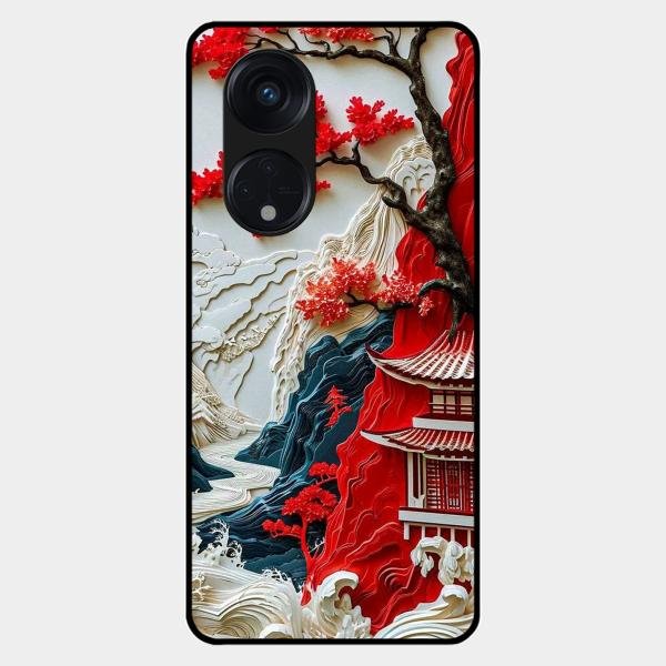 Whispers of Sakura Waves Glass Case Cover For Oppo - ShopOnCliQ