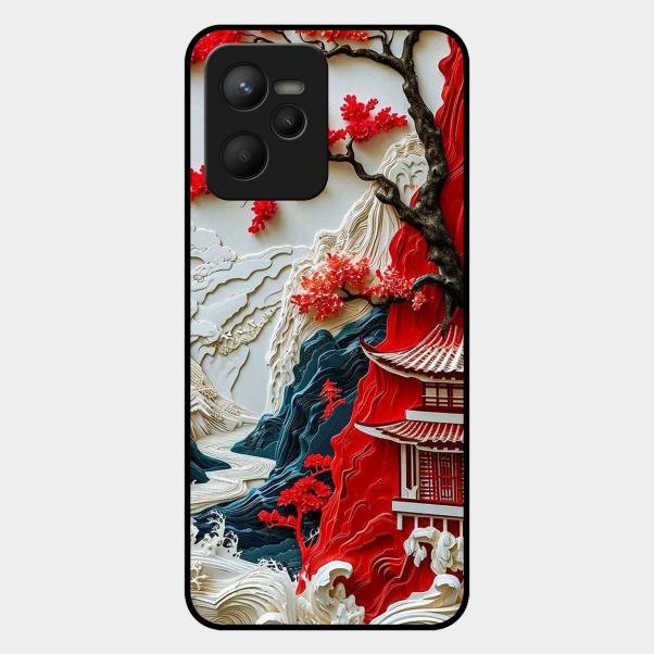 Whispers of Sakura Waves Glass Case Cover For Realme C35