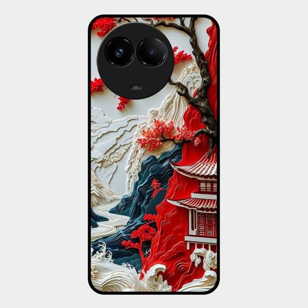 Whispers of Sakura Waves Glass Case Cover For Realme C67 5G