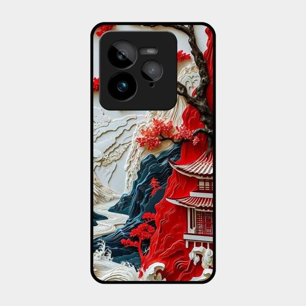 Whispers of Sakura Waves Glass Case Cover For Realme Gt 7 Pro