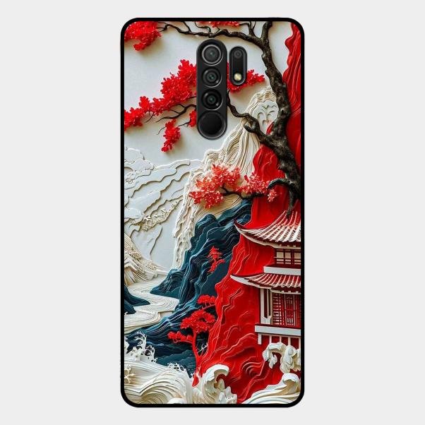 Whispers of Sakura Waves Glass Case Cover For Redmi 9 Prime