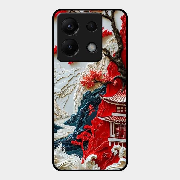 Whispers of Sakura Waves Glass Case Cover For Redmi Note 13 Pro 5G