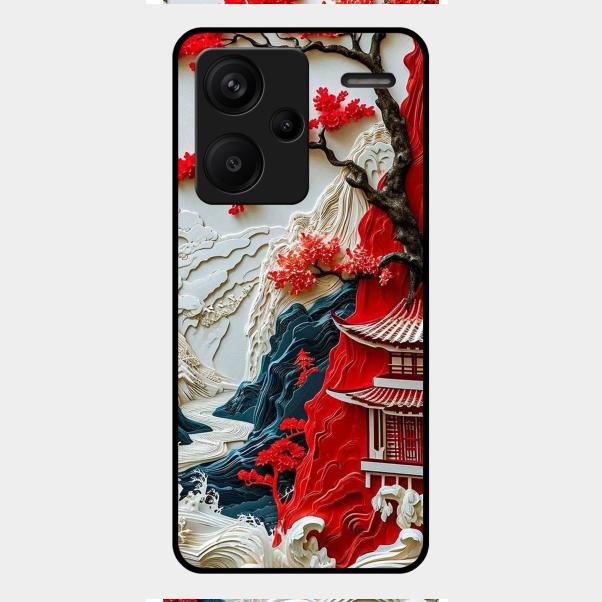 Whispers of Sakura Waves Glass Case Cover For Redmi Note 13 Pro Plus 5G