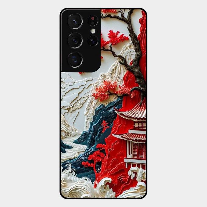 Whispers of Sakura Waves Glass Case Cover For Samsung - ShopOnCliQ