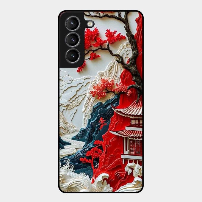 Whispers of Sakura Waves Glass Case Cover For Samsung Galaxy S21