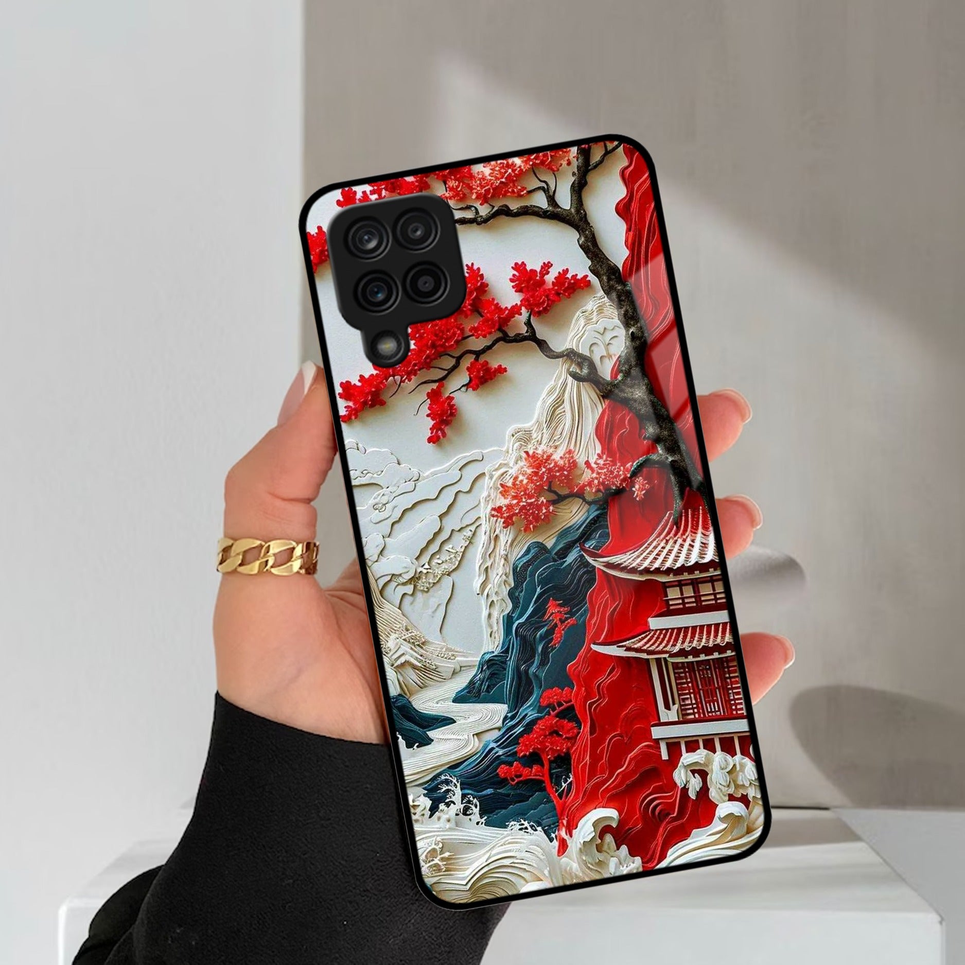 Whispers of Sakura Waves Glass Case Cover For Samsung Galaxy A42 5G