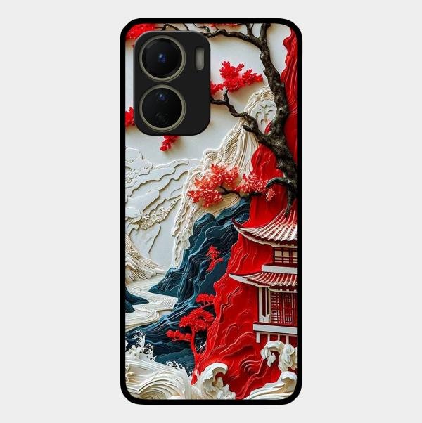 Whispers of Sakura Waves Glass Case Cover For Vivo - ShopOnCliQ