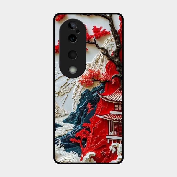 Whispers of Sakura Waves Glass Case Cover For Vivo - ShopOnCliQ