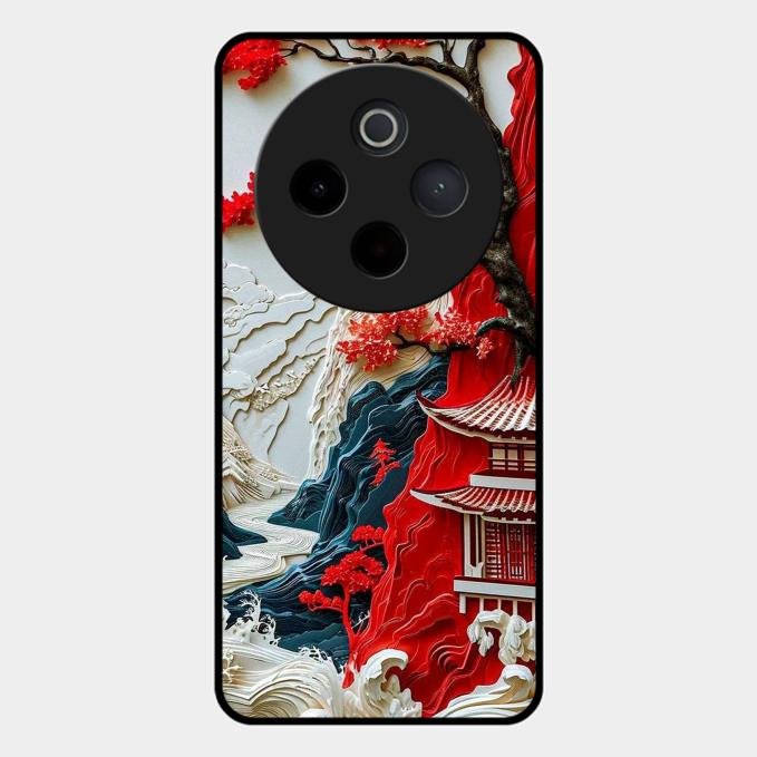 Whispers of Sakura Waves Glass Case Cover For Vivo T4 5G