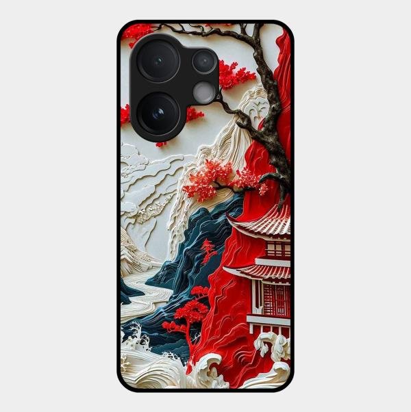 Whispers of Sakura Waves Glass Case Cover For Vivo - ShopOnCliQ
