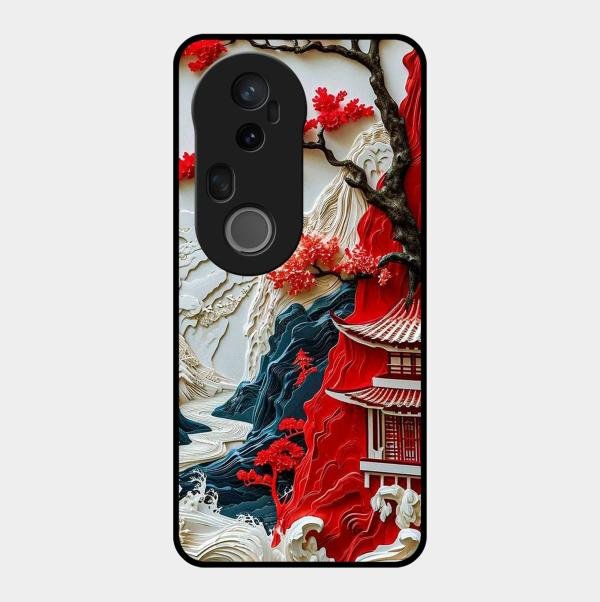 Whispers of Sakura Waves Glass Case Cover For Vivo - ShopOnCliQ