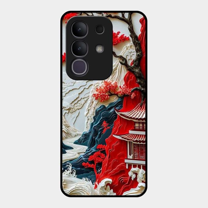 Whispers of Sakura Waves Glass Case Cover For Vivo T4X 5G