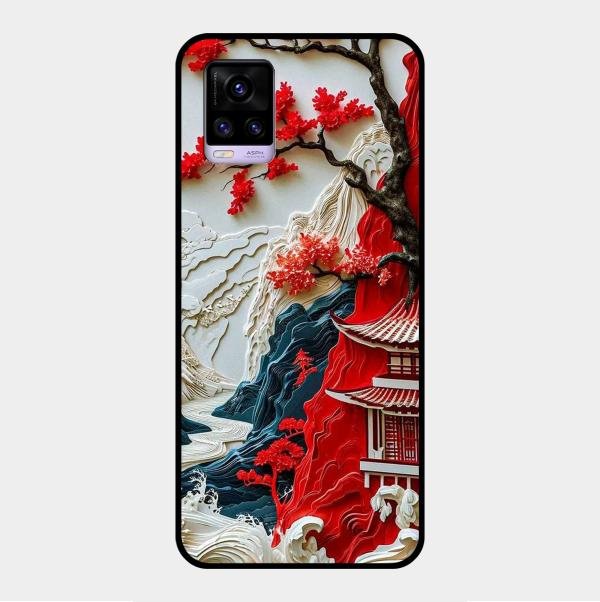Whispers of Sakura Waves Glass Case Cover For Vivo - ShopOnCliQ