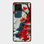 Whispers of Sakura Waves Glass Case Cover For Vivo V30 5G