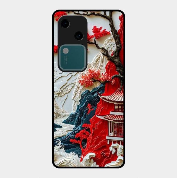 Whispers of Sakura Waves Glass Case Cover For Vivo - ShopOnCliQ
