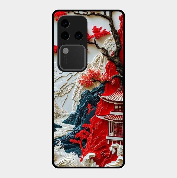 Whispers of Sakura Waves Glass Case Cover For Vivo - ShopOnCliQ