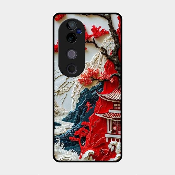 Whispers of Sakura Waves Glass Case Cover For Vivo - ShopOnCliQ