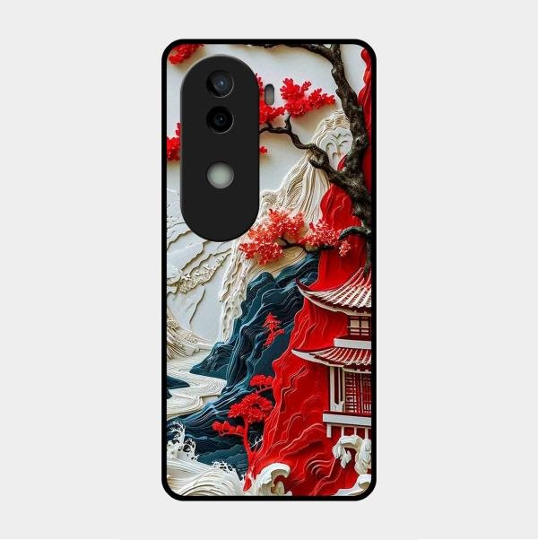 Whispers of Sakura Waves Glass Case Cover For Vivo - ShopOnCliQ