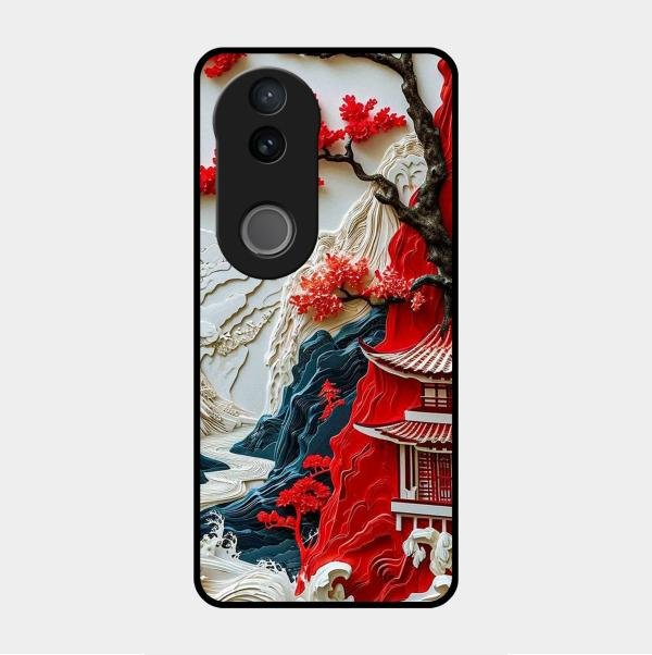 Whispers of Sakura Waves Glass Case Cover For Vivo - ShopOnCliQ