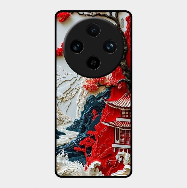 Whispers of Sakura Waves Glass Case Cover For Vivo - ShopOnCliQ