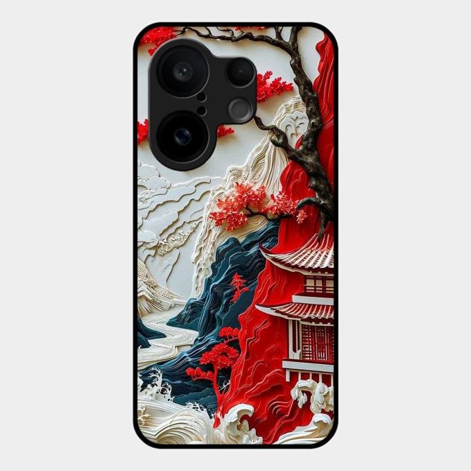 Whispers of Sakura Waves Glass Case Cover For Vivo - ShopOnCliQ
