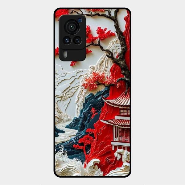 Whispers of Sakura Waves Glass Case Cover For Vivo - ShopOnCliQ