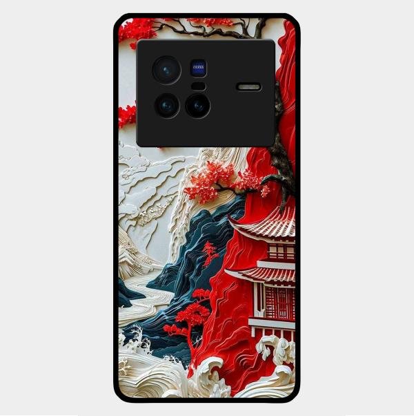 Whispers of Sakura Waves Glass Case Cover For Vivo X80 5G