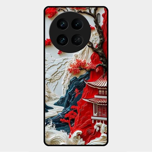 Whispers of Sakura Waves Glass Case Cover For Vivo X90 Pro 5G