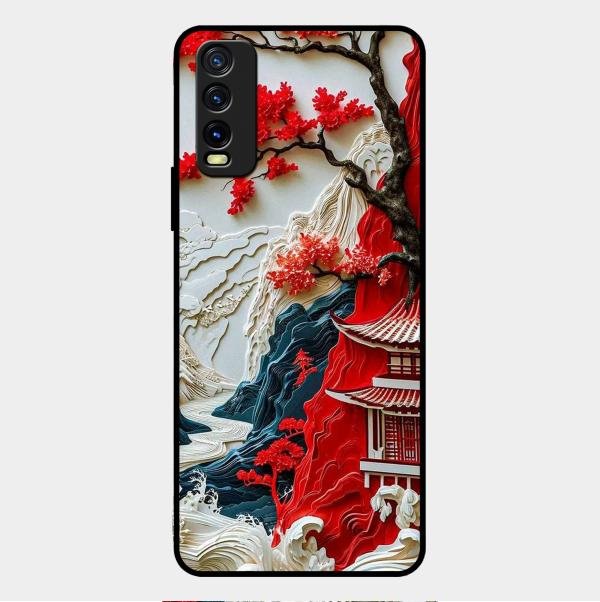 Whispers of Sakura Waves Glass Case Cover For Vivo - ShopOnCliQ