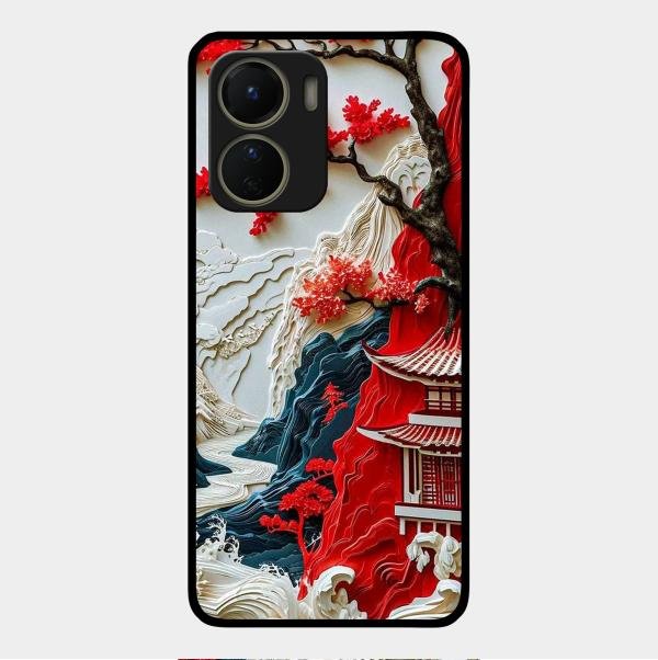 Whispers of Sakura Waves Glass Case Cover For Vivo - ShopOnCliQ