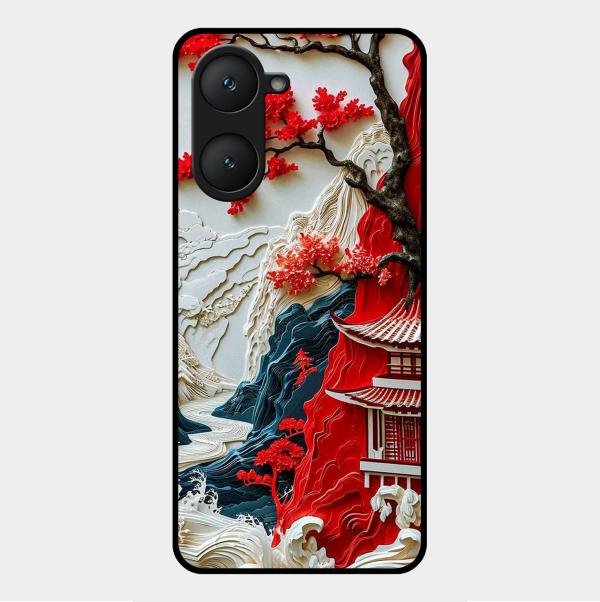 Whispers of Sakura Waves Glass Case Cover For Vivo - ShopOnCliQ