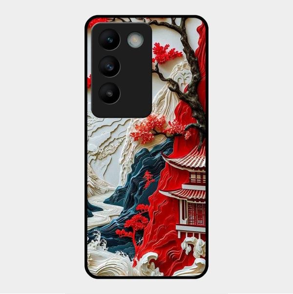 Whispers of Sakura Waves Glass Case Cover For Vivo Y200E 5G