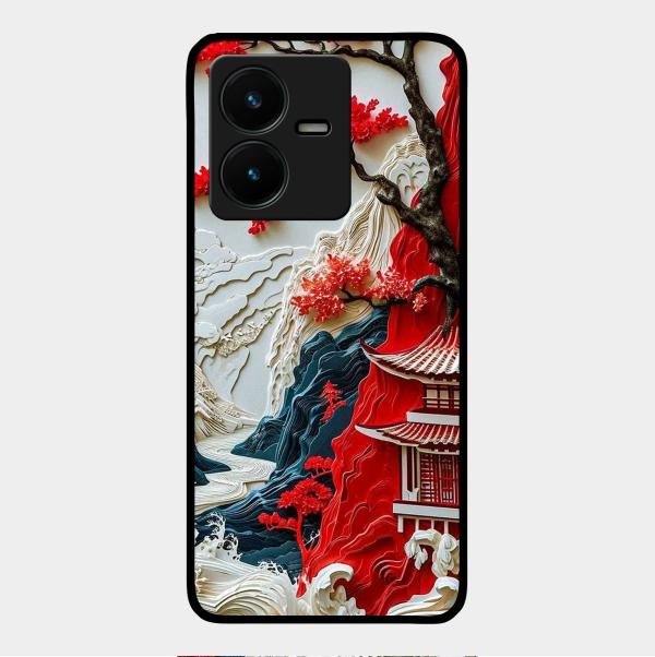 Whispers of Sakura Waves Glass Case Cover For Vivo Y22