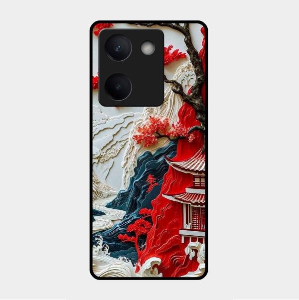 Whispers of Sakura Waves Glass Case Cover For Vivo Y300 Plus 5G