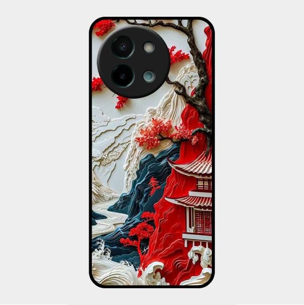 Whispers of Sakura Waves Glass Case Cover For Vivo - ShopOnCliQ