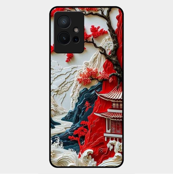 Whispers of Sakura Waves Glass Case Cover For Vivo - ShopOnCliQ
