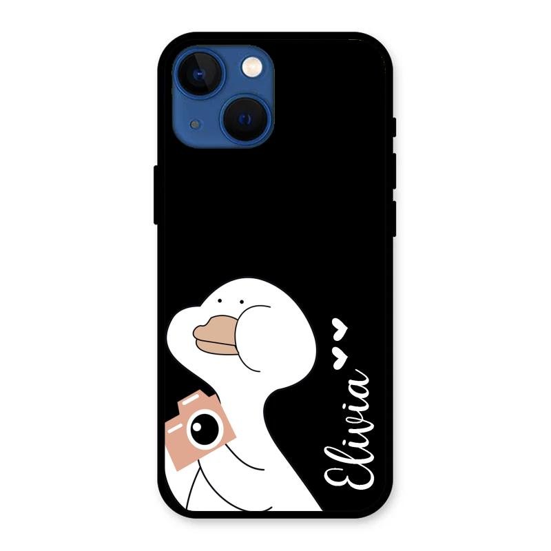 White Duck Glass Case Cover For iPhone 13 mini