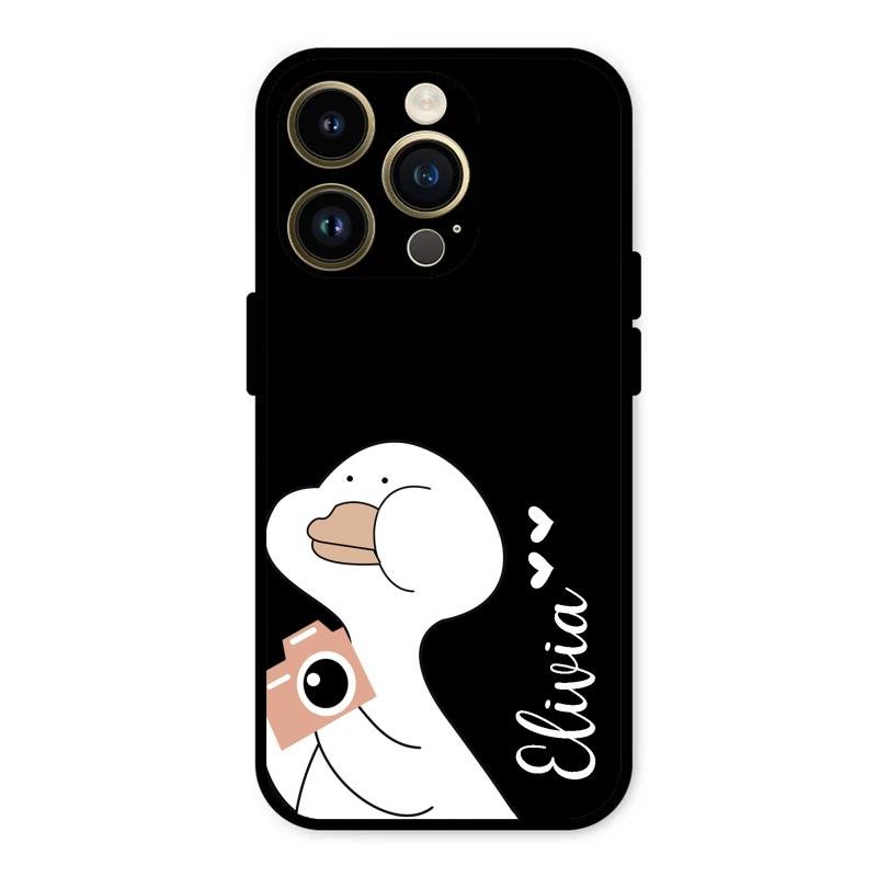 White Duck Glass Case Cover For iPhone 14 Pro
