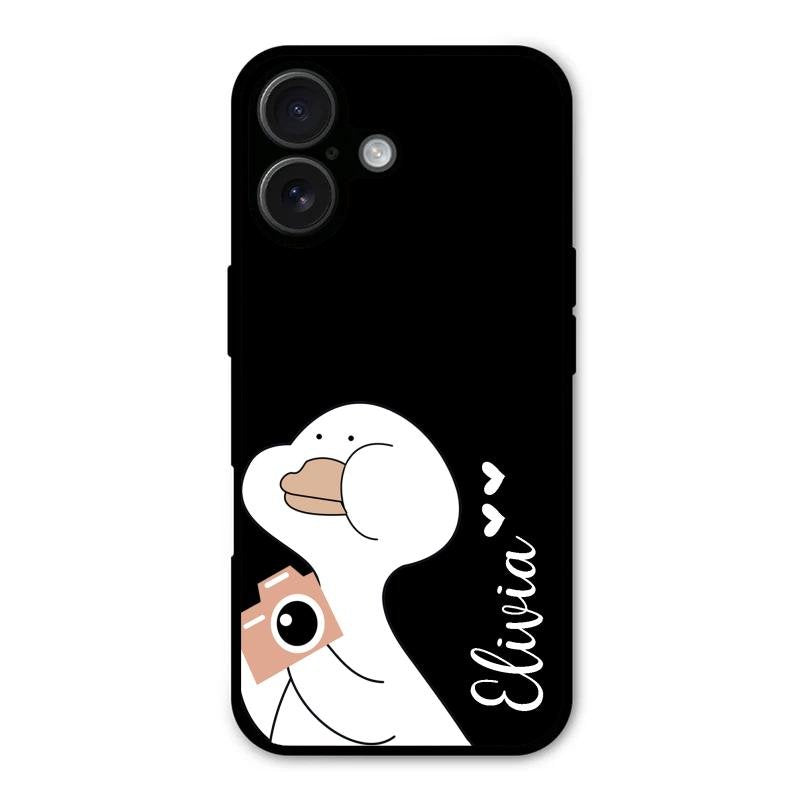 White Duck Glass Case Cover For iPhone 16