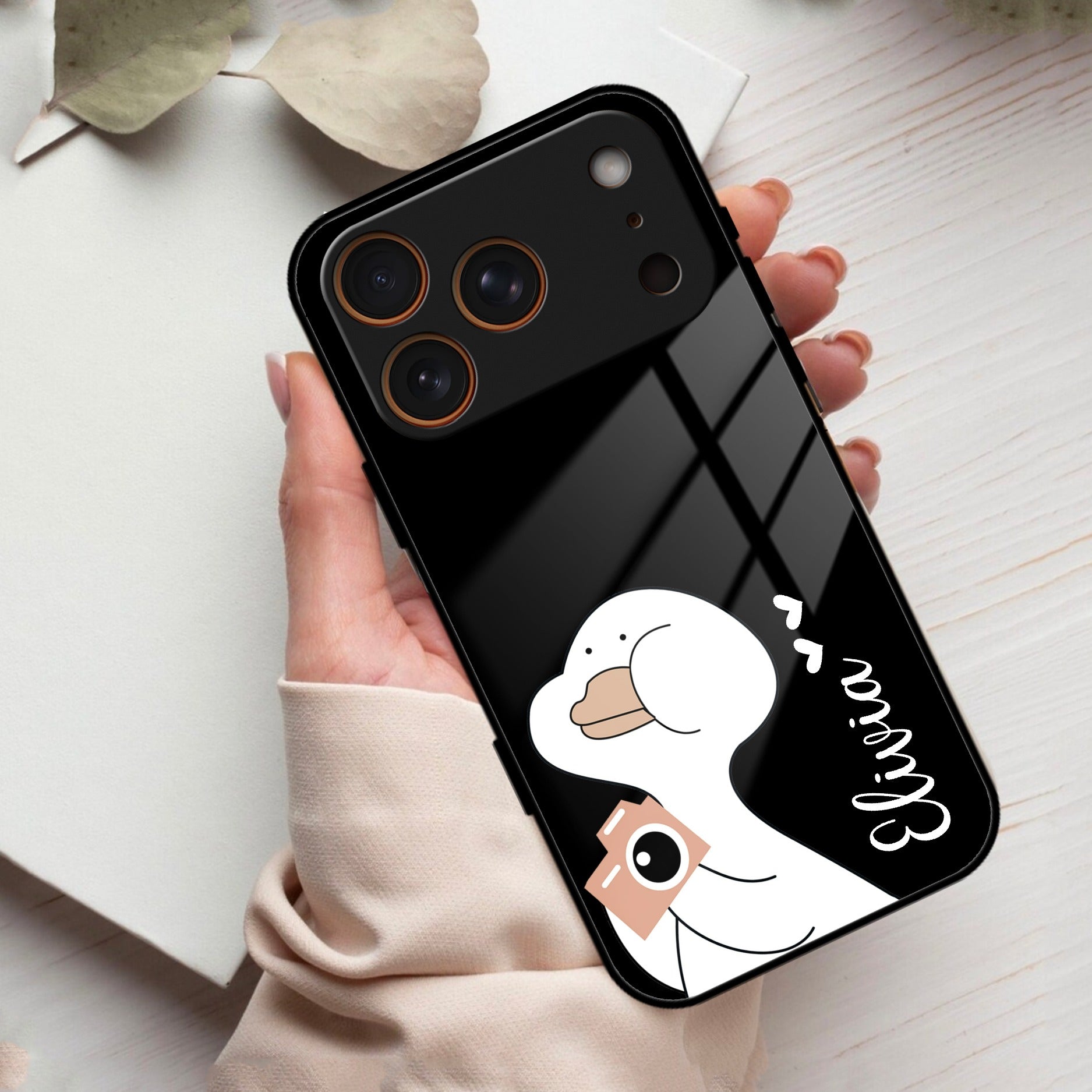 White Duck Glass Case Cover For iPhone 17 Pro