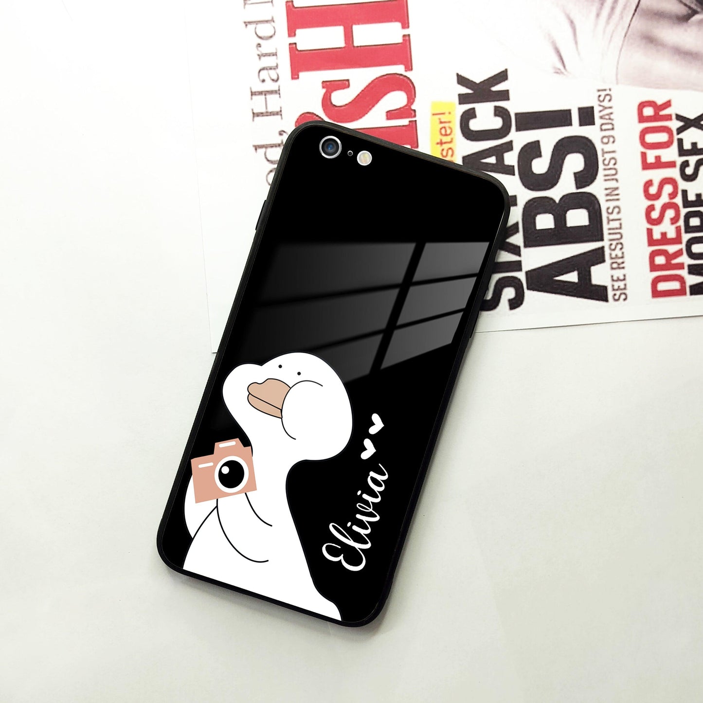 White Duck  Glass Case Cover For iPhone