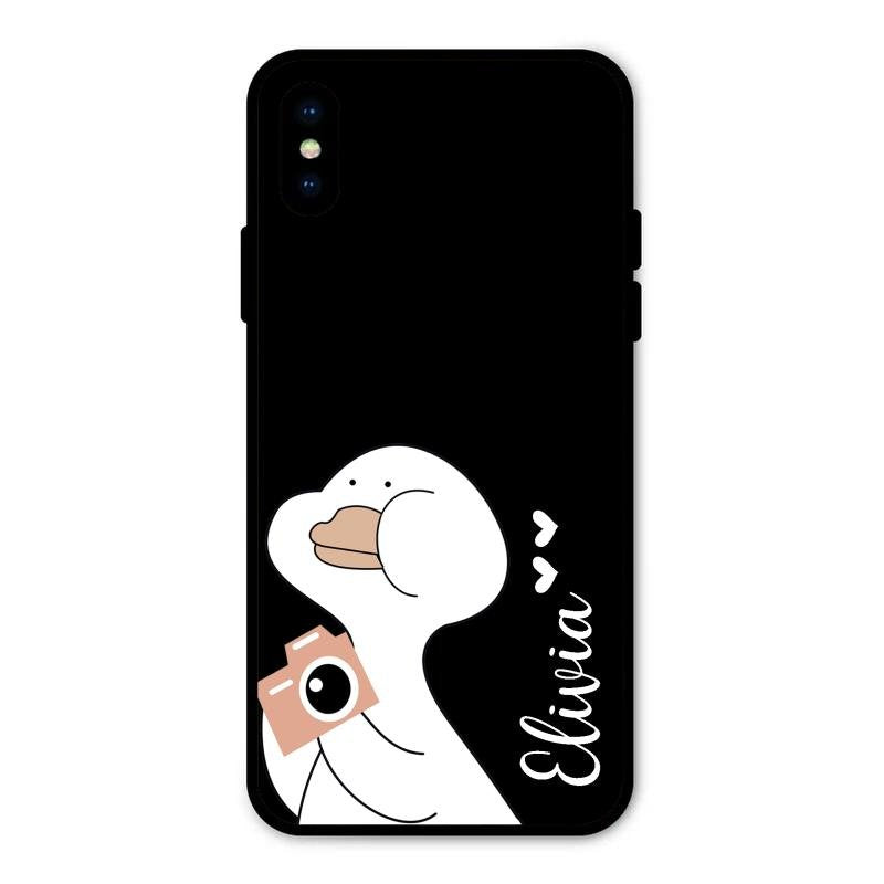 White Duck Glass Case Cover For iPhone XS